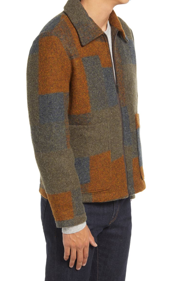 Gael Wool Blend Jacket, Alternate, color, BROWN CHECK