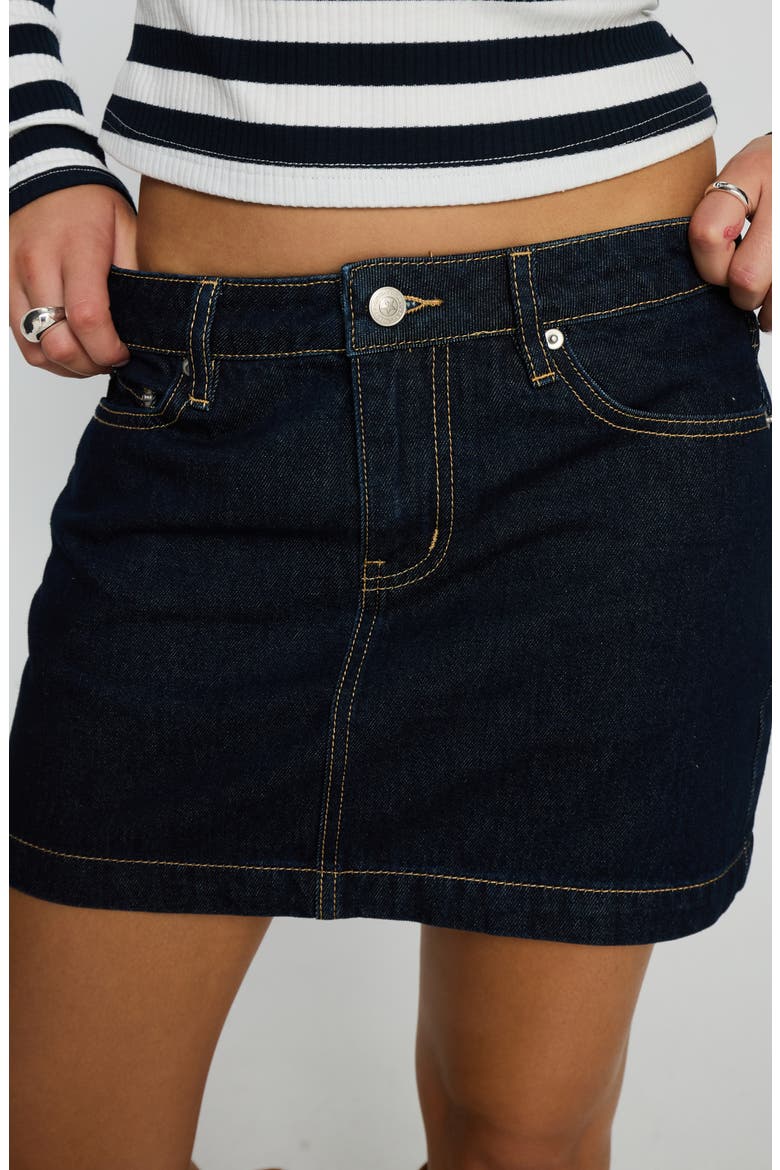 Nickei Denim Miniskirt, Alternate, color, BLUE