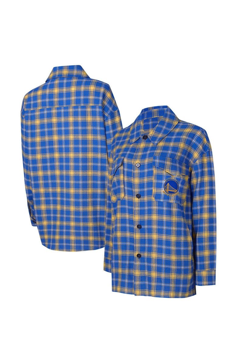 College Concepts Women's College Concepts Blue/Gold Golden State Warriors Boyfriend Button-Up Nightshirt, Main, color, Blue
