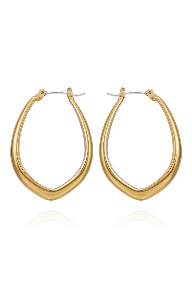 Curved Hoop Earrings, Alternate, color, GOLDTONE