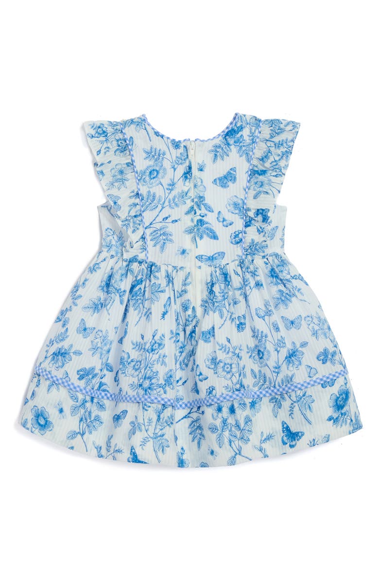 Pippa & Julie Rebecca Butterfly Floral Cotton Dress & Bloomers Set, Alternate, color, Blue/ White