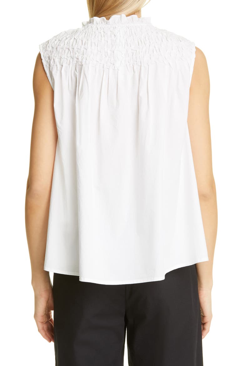 Xanica Smocked Sleeveless Blouse, Alternate, color, WHITE