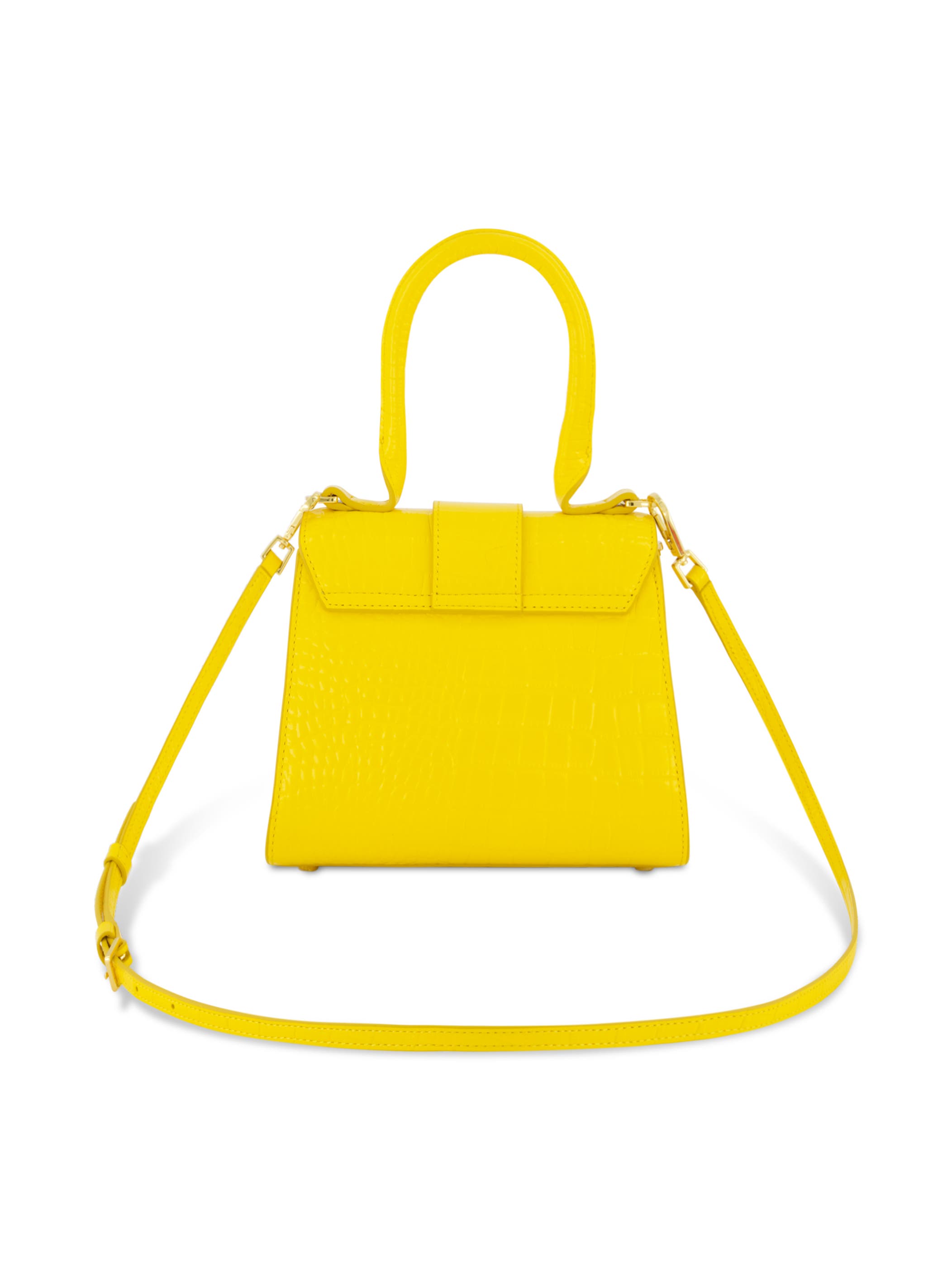 Crocodile Leather Buckle Detail Mini Handbag, Alternate, color, Sunshine