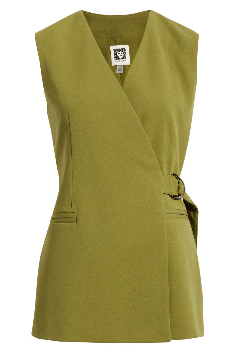 Longline Crepe Wrap Vest, Alternate, color, BAY LEAF