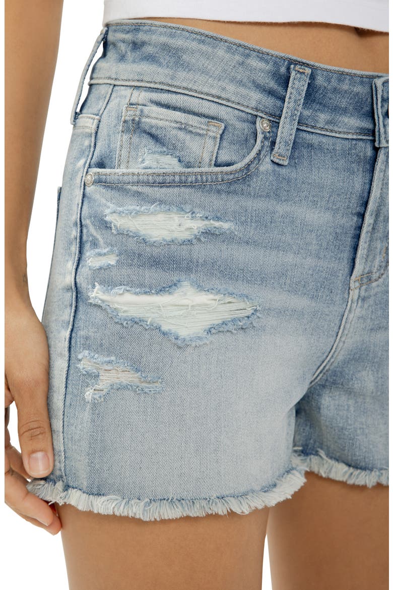 Avery Cutout Denim Shorts, Alternate, color, SEASIDE