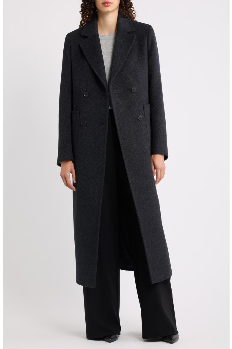 Long Double Breasted Wool & Cashmere Blend Maxi Coat, Alternate, color, CHARCOAL