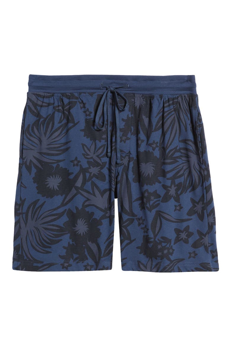 La Palmera Floral Lounge Shorts, Alternate, color, INDIGO LEAF