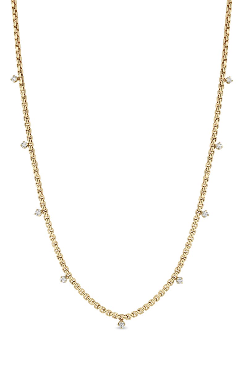 Zoë Chicco Diamond Box Chain Necklace, Main, color, 