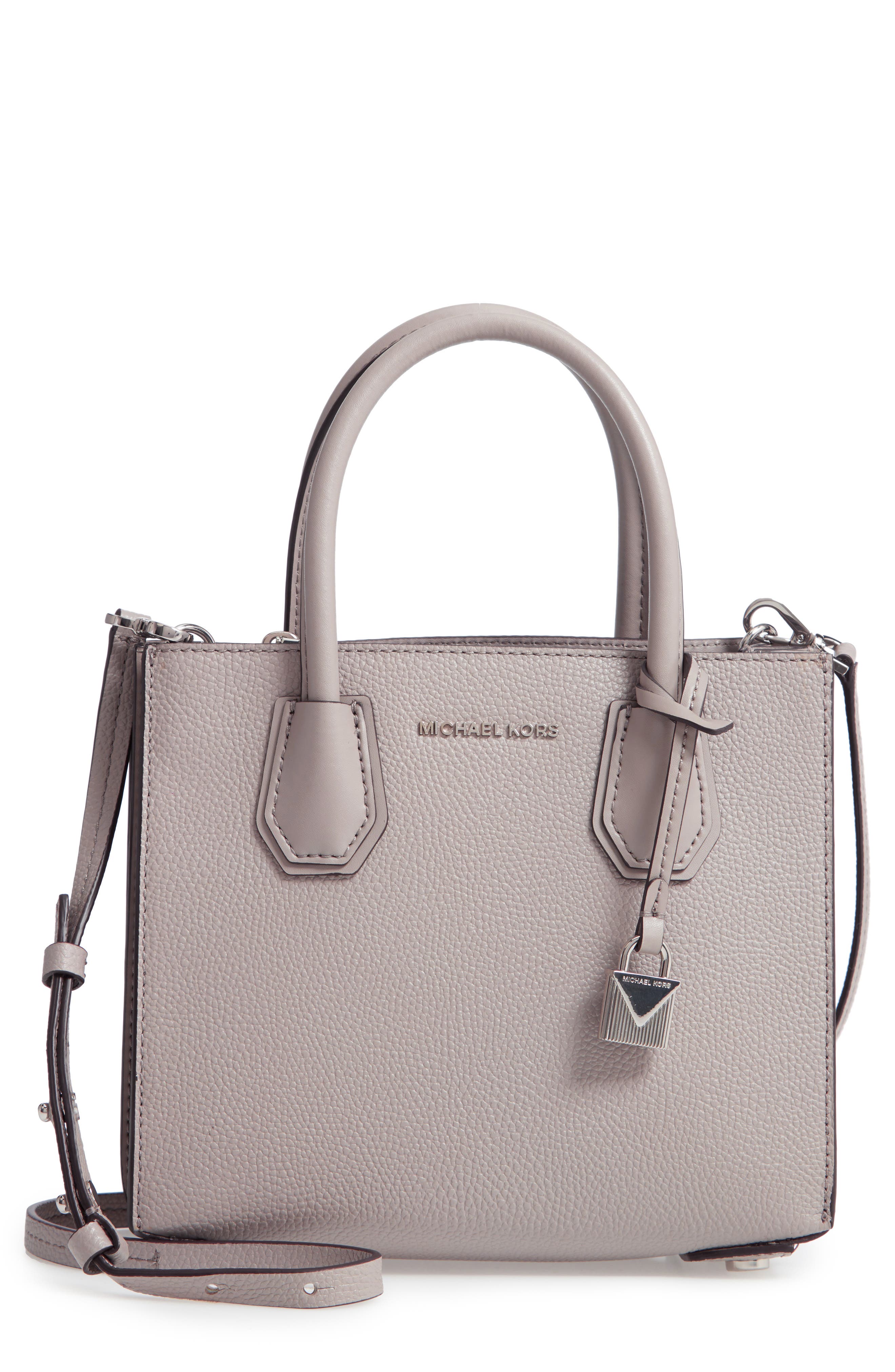 Medium Mercer Convertible Leather Tote, Main, color, PEARL GREY