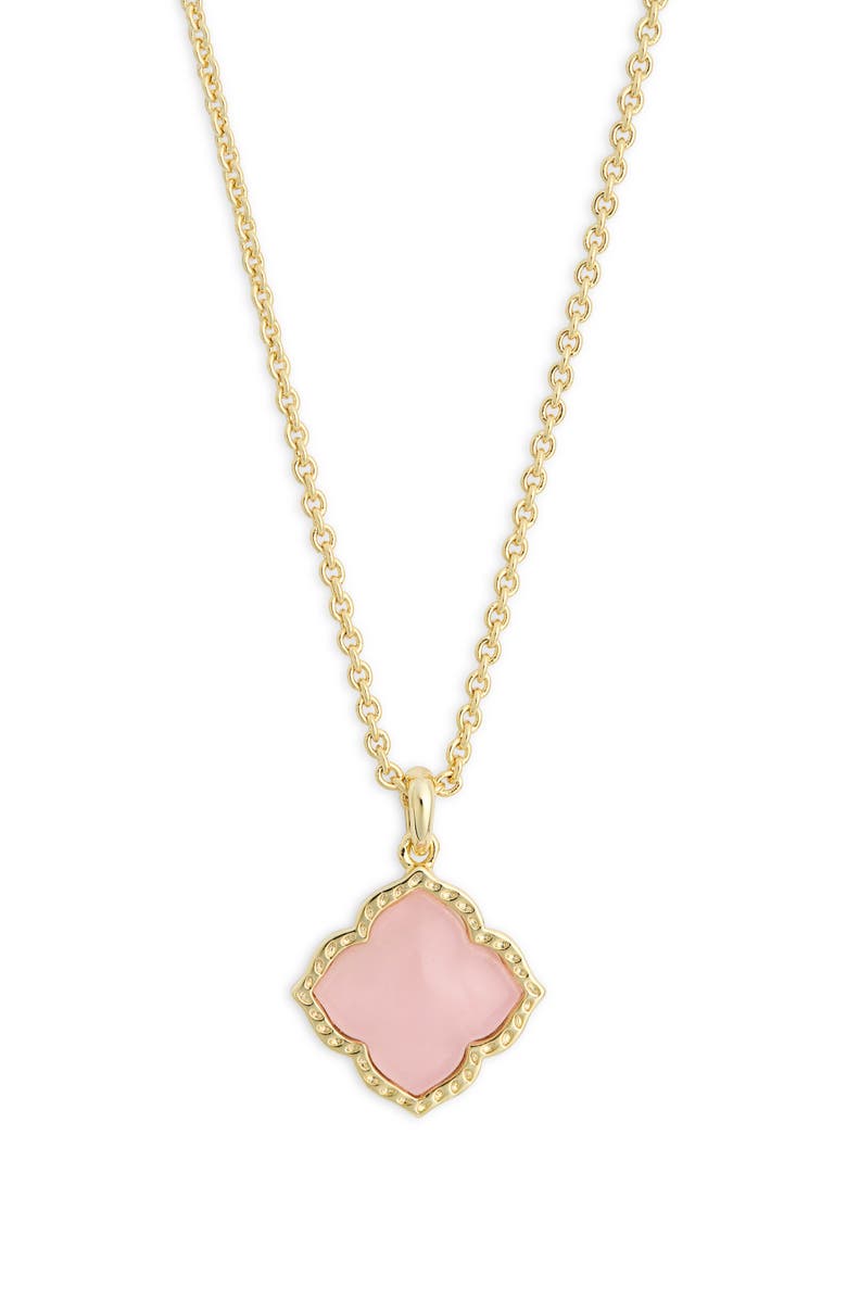 Kendra Scott Mallory Pendant Necklace, Main, color, Gold Rose Quartz