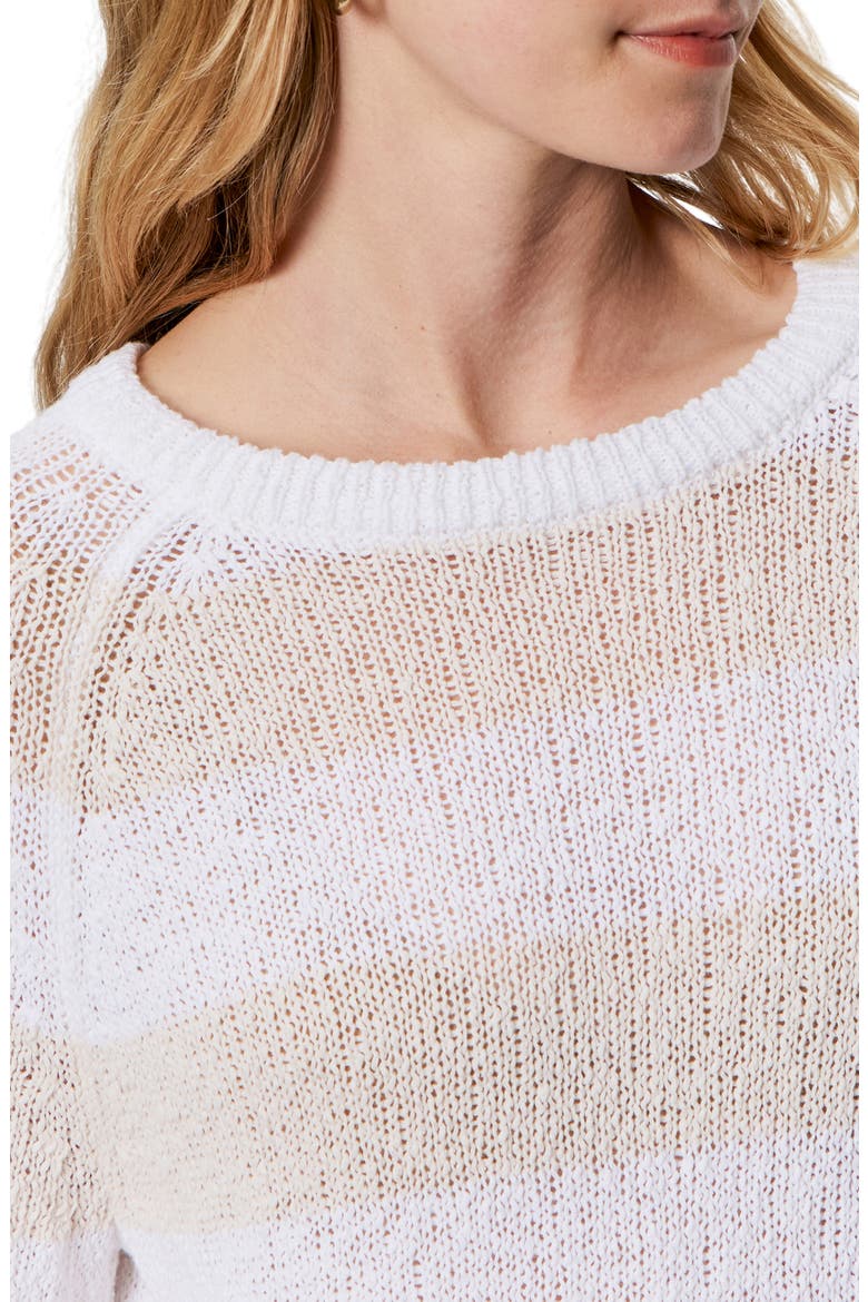 Cotton Blend Sweater, Alternate, color, WHITE/ LIGHT OAT STRIPE