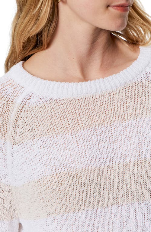 Sanctuary Raglan Stripe Round Neck Sweater In Cream In White