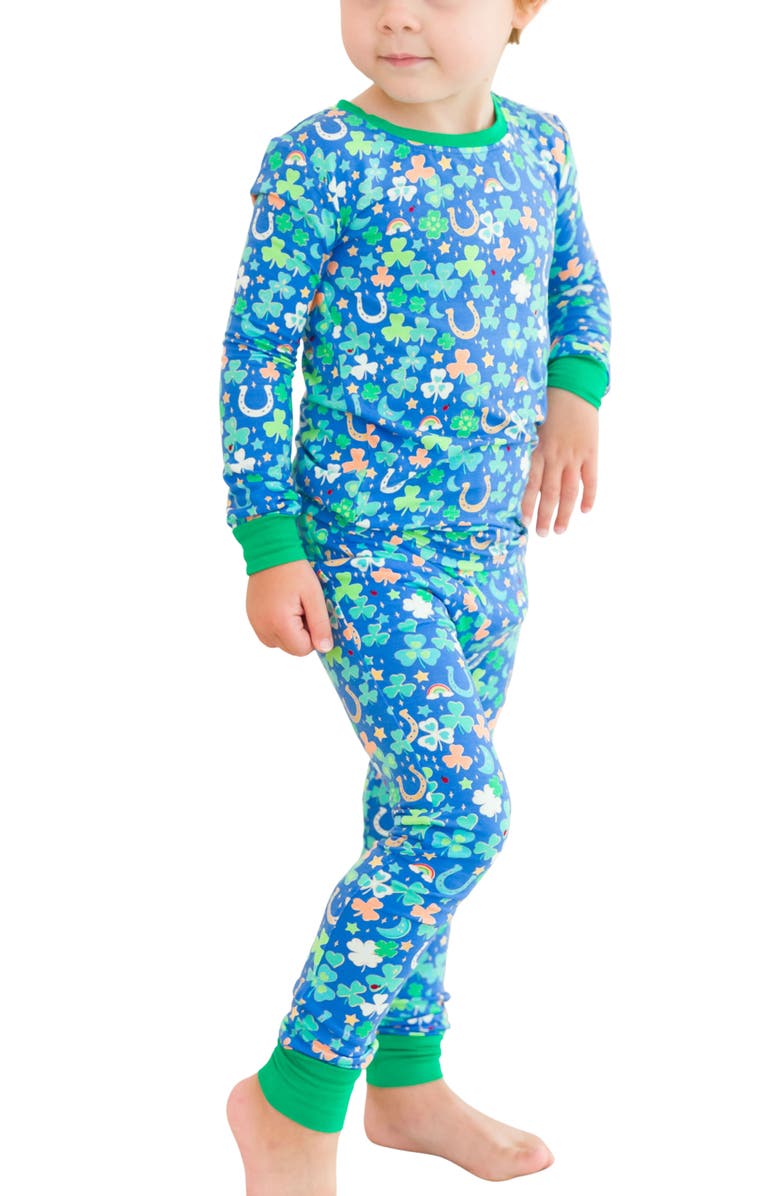 RuggedButts Lucky Day Fitted Two-Piece Pajamas, Alternate, color, Blue