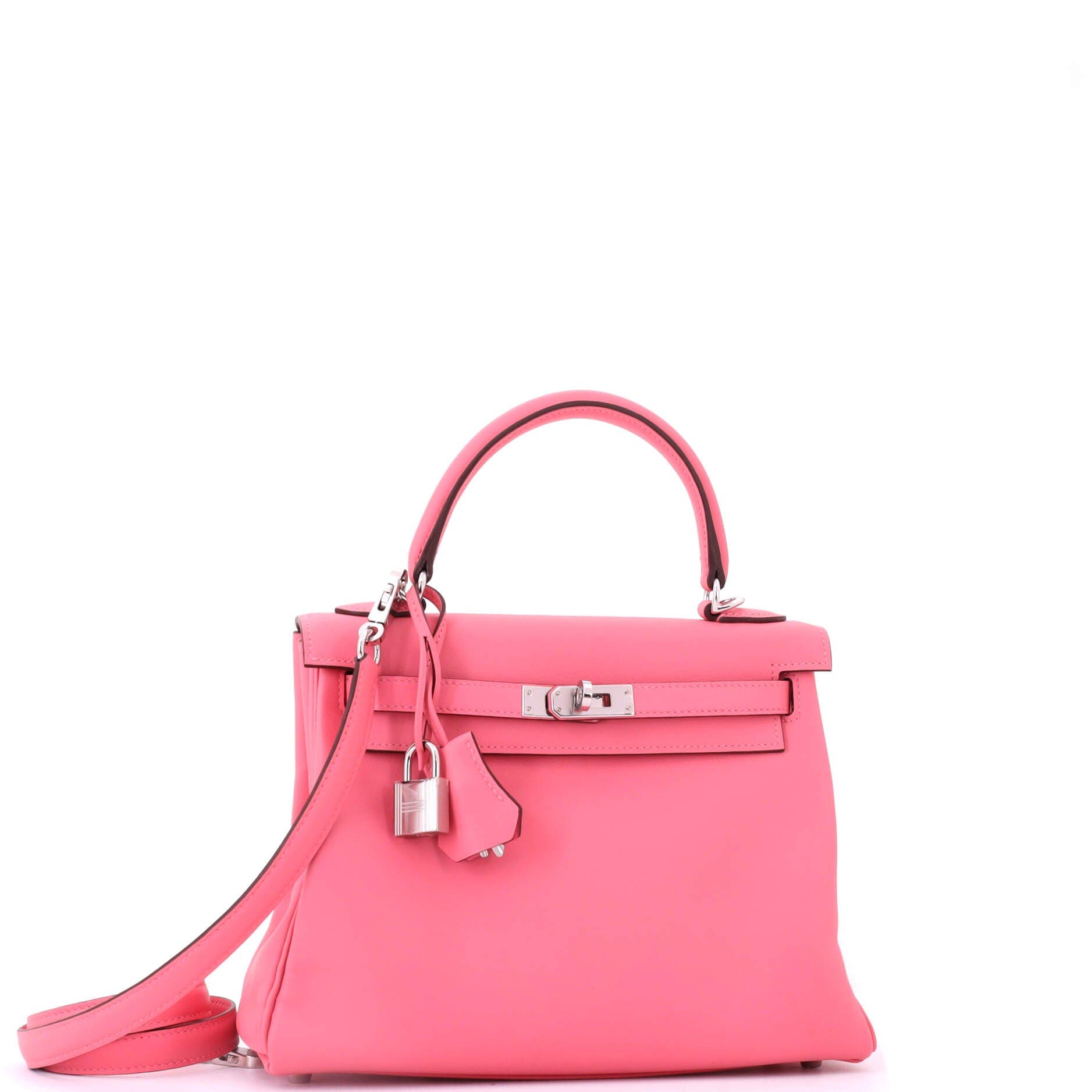 Pre-Owned Hermes Kelly Handbag Pink Swift with Palladium Hardware 25, Alternate, color, Rose Azalee