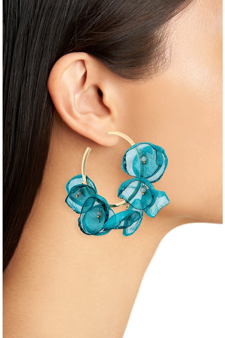 Petal Hoop Earrings, Alternate, color, TURQUOISE