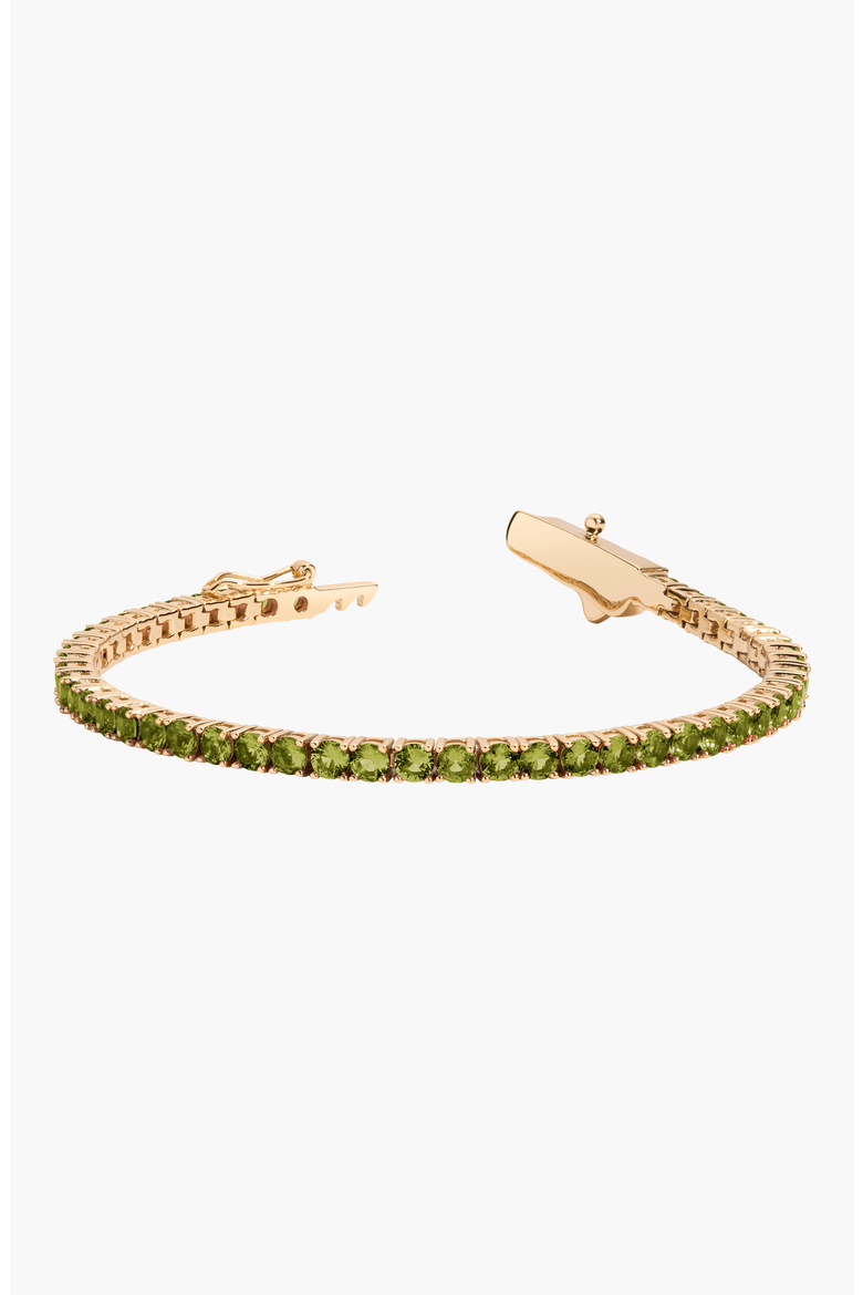 Lab Grown Green Peridot Tennis Bracelet, Main, color, Yellow Gold Vermeil