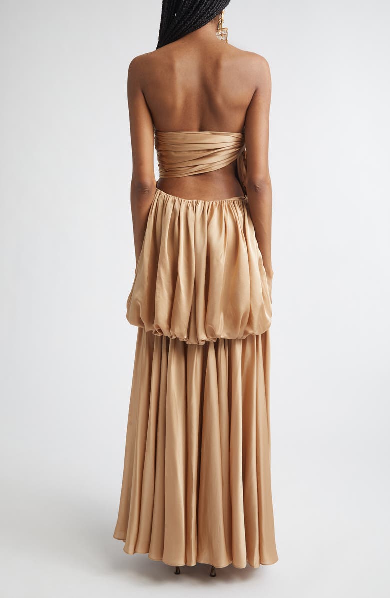 Zimmermann Kindred Spirit Alchemy Billow Strapless Silk Satin Chiffon Maxi Dress, Alternate, color, Champagne