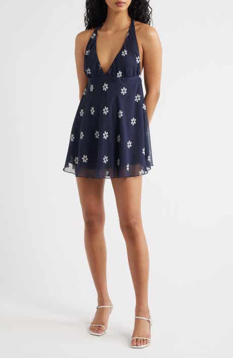 Ryan Daisy Print Halter Neck Minidress