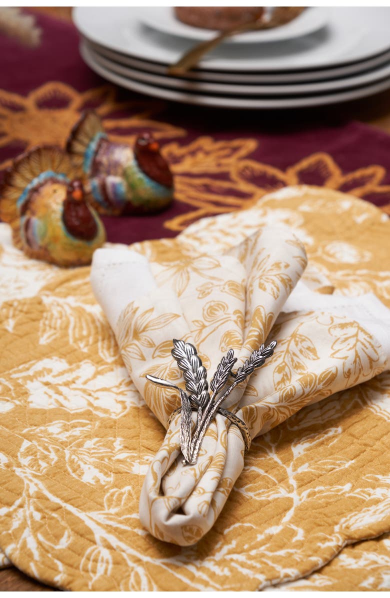 C&F Home Everview Gold Botanical 100% Cotton Set of 6 Cloth Napkins, Alternate, color, Gold