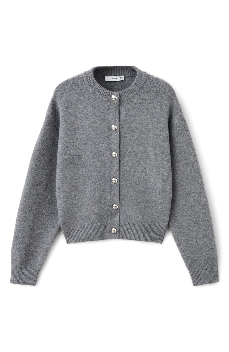 MANGO Crewneck Cardigan, Alternate, color, Medium Heather Grey
