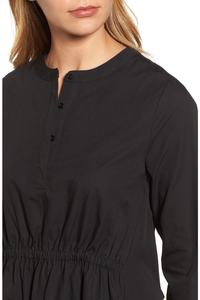 Cinched Front Peplum Top, Alternate, color, BLACK