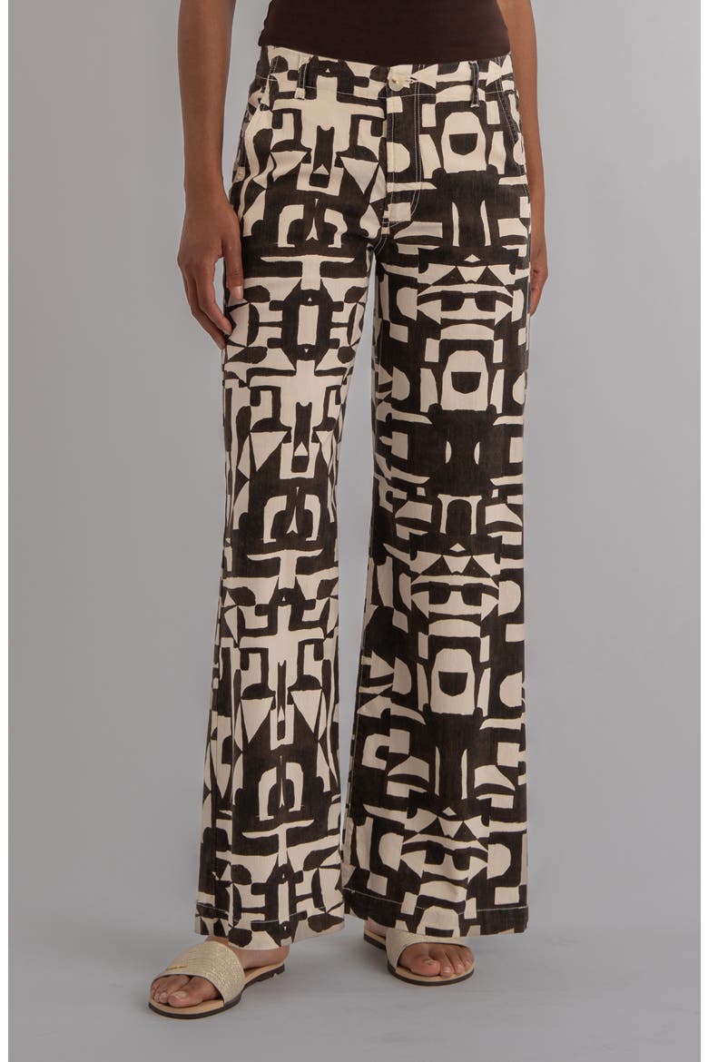 Meg Print High Waist Wide Leg Pants, Main, color, CHOCOLATE