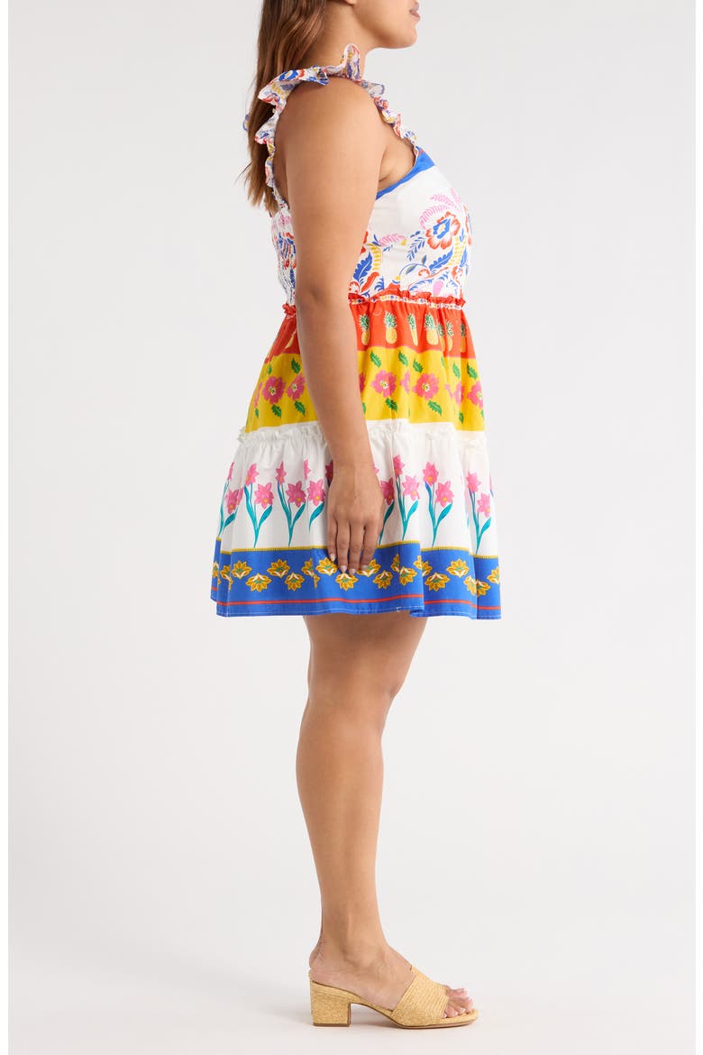 Mixed Print Cotton Mini Sundress, Alternate, color, WHITE/ MULTI