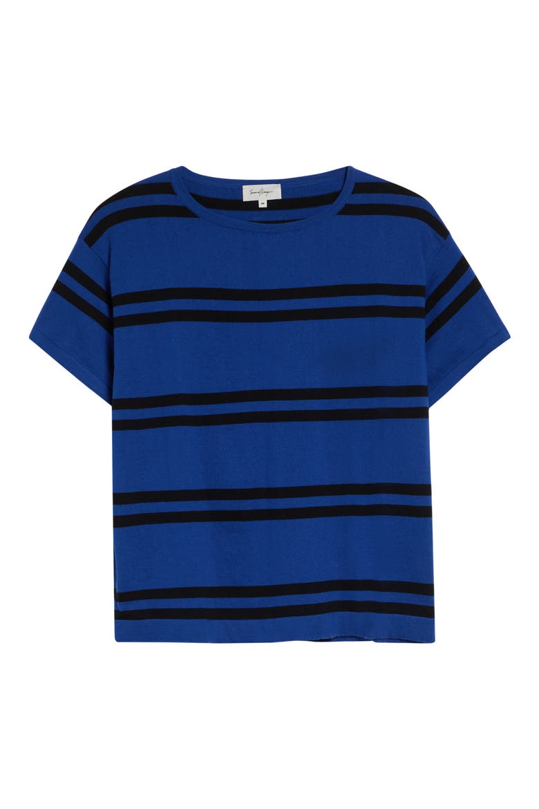 Ultimo Stripe Cotton & Cashmere T-Shirt, Alternate, color, BLUE/ BLACK