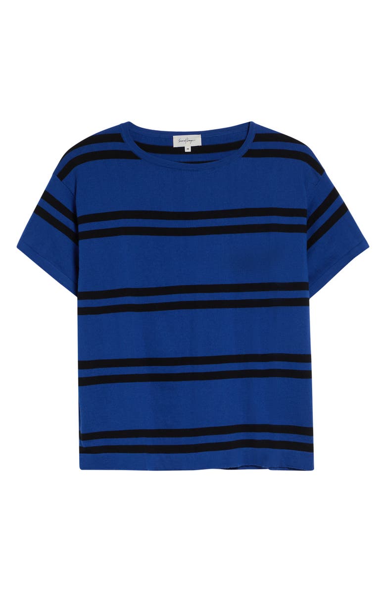 Second Layer Ultimo Stripe Cotton & Cashmere T-Shirt, Main, color, Blue/ Black