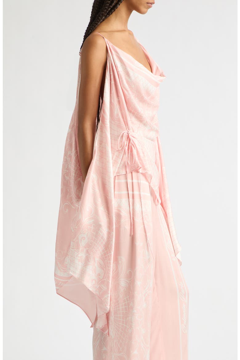 Foulard Print Open Shoulder Top, Alternate, color, OJD PINK/ WHITE