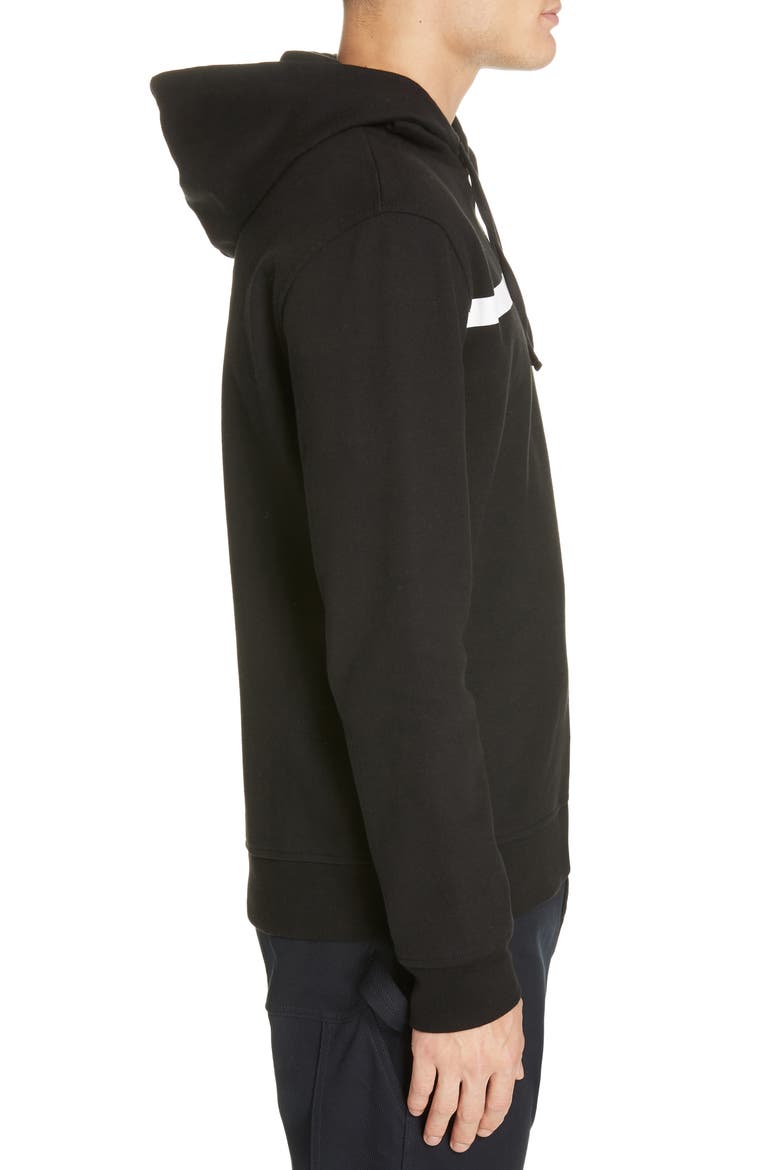 Logo Stripe Hooded Sweatshirt, Alternate, color, NOIR