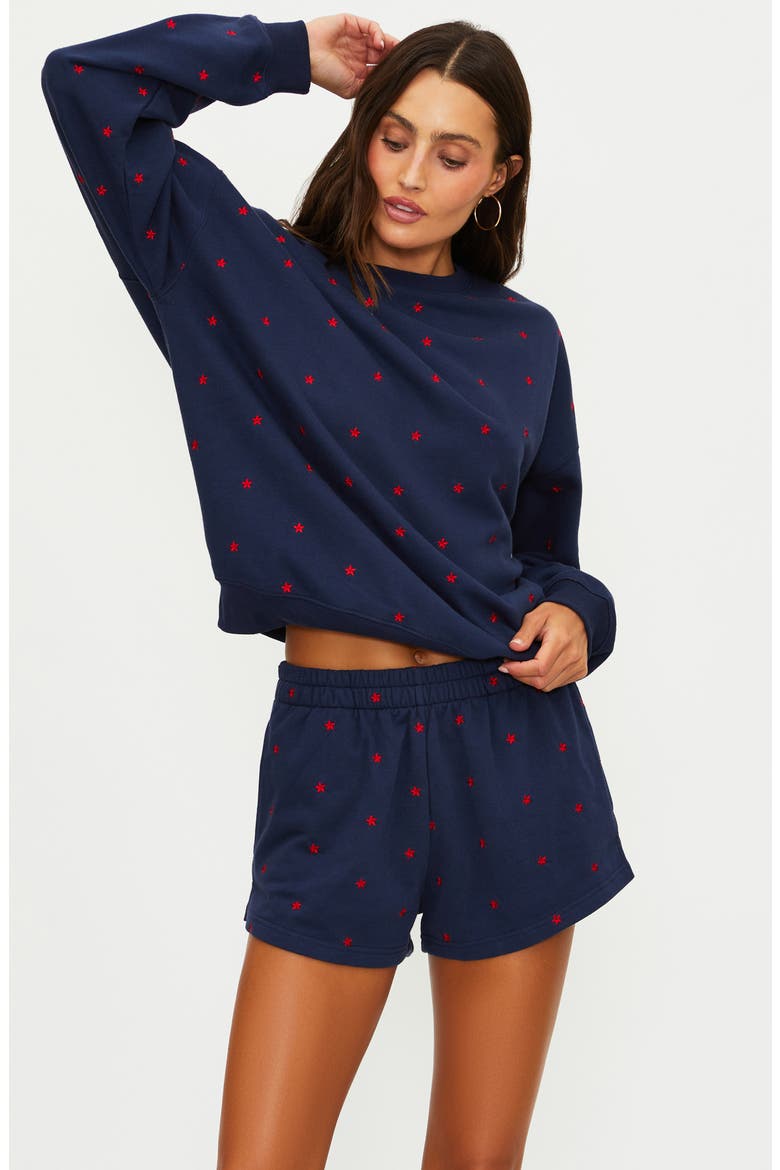 Devyn Embroidered Star Oversize Sweatshirt, Alternate, color, STAR SPANGLED SEAS