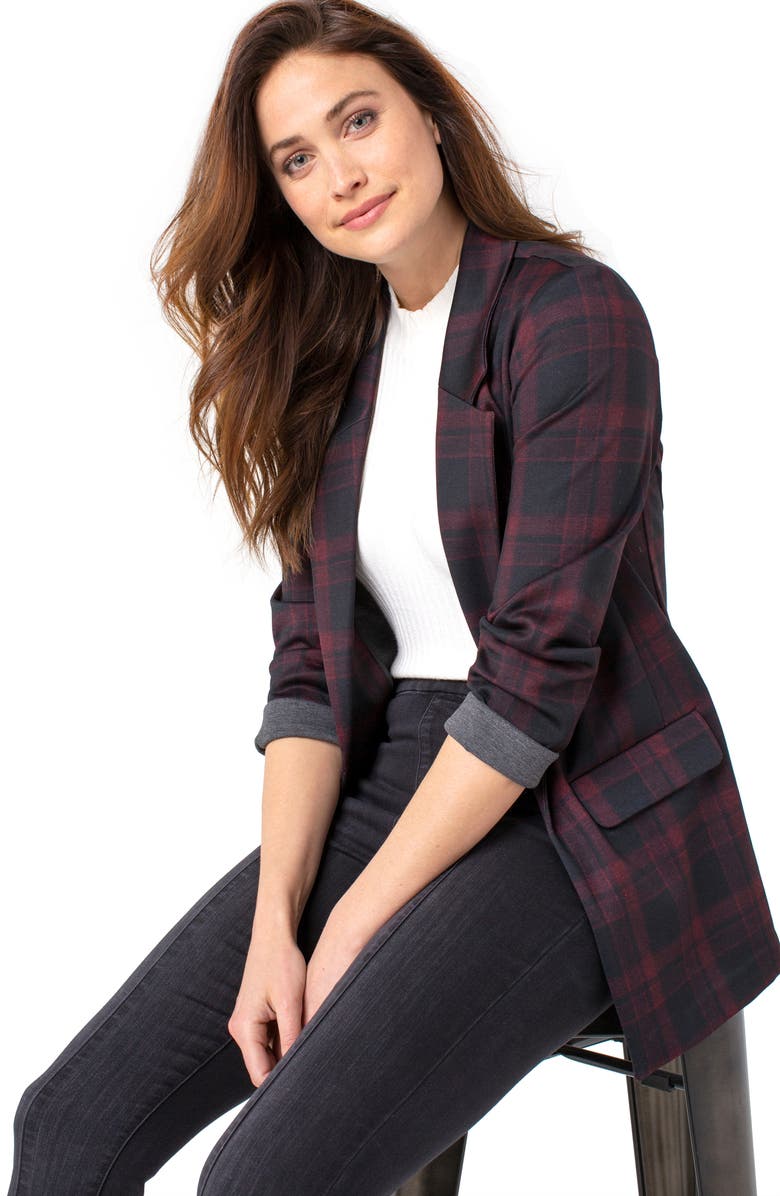 Liverpool Los Angeles Liverpool Tartan Plaid Boyfriend Blazer, Alternate, color, 