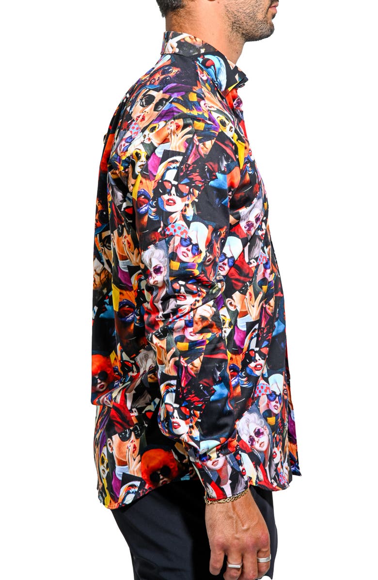 Maceoo Fibonacci Resistance Contemporary Fit Button-Up Shirt, Alternate, color, Black