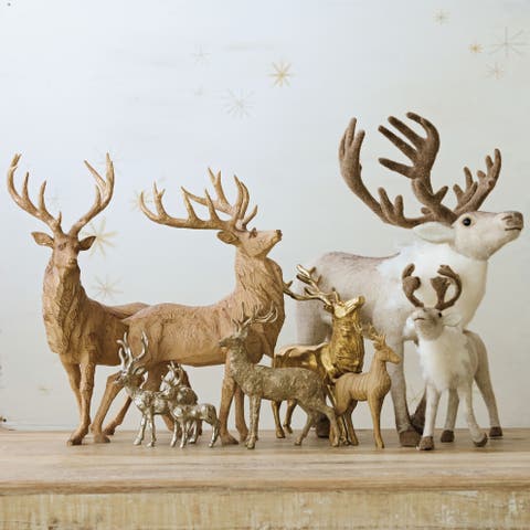 Artisan Caribou Figurine in Brown and Cream Fabric