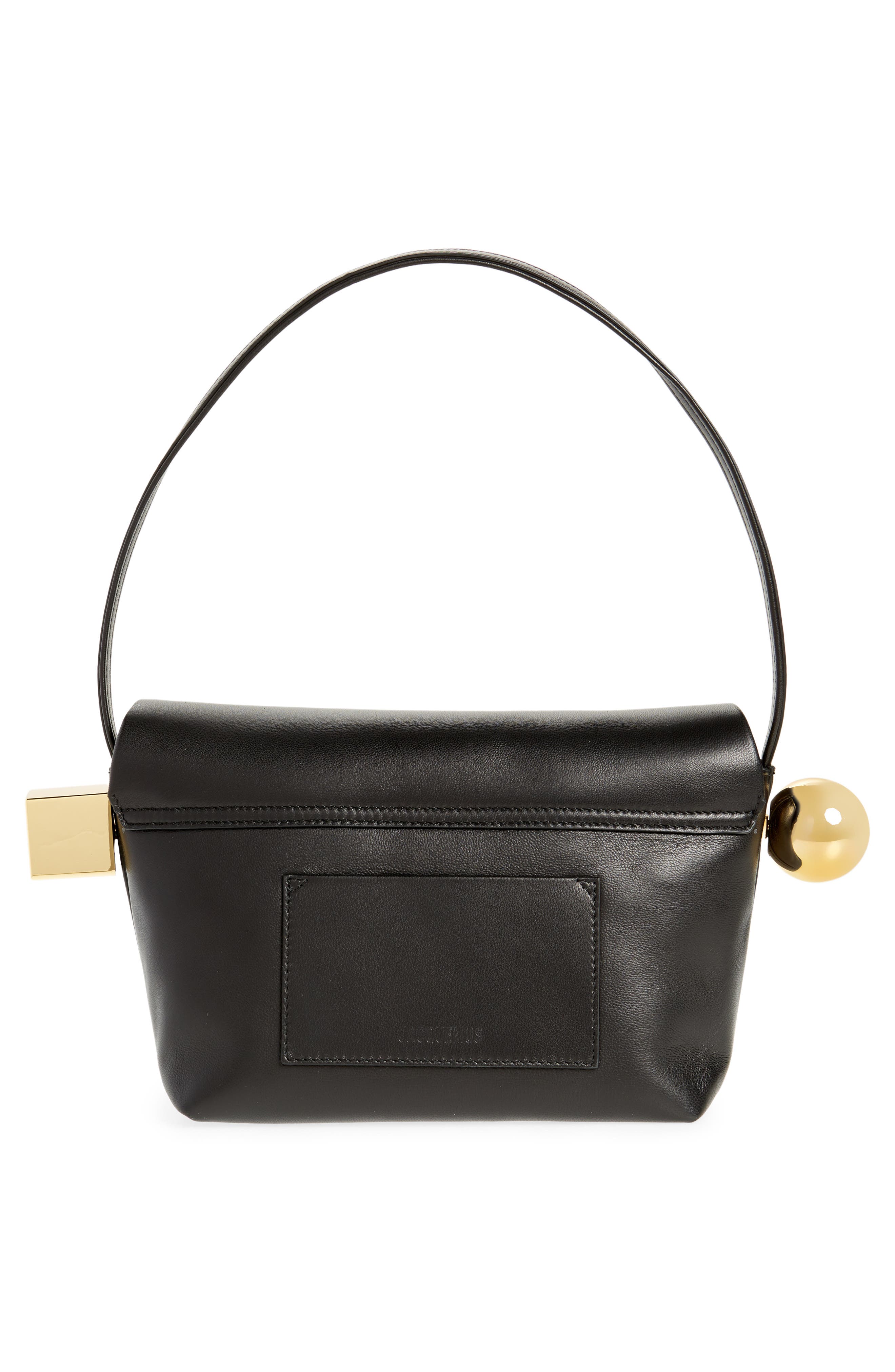 Jacquemus Le Rond Carré Leather Shoulder Bag, Alternate, color, Black
