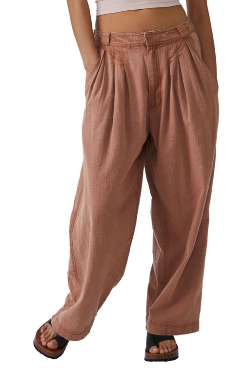 Free People Nothin To Say Pleated Trouser In Cinnamon Brulee