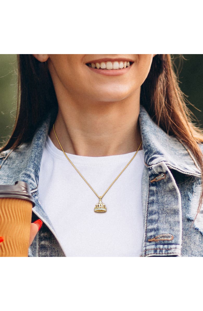 DELMAR Created White Sapphire 15 Crown Quinceañera Pendant Necklace, Alternate, color, Gold