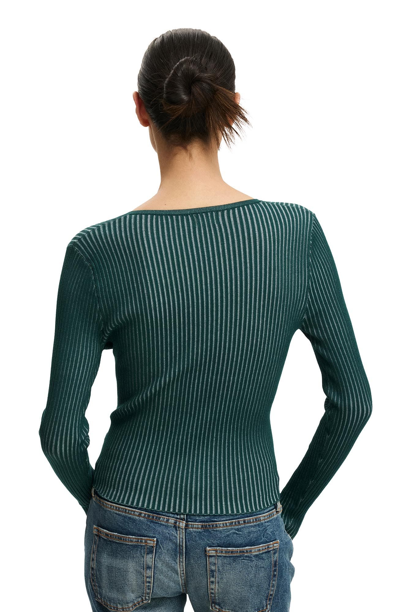 Women's Two Tone Rib Keyhole Knit - image 4