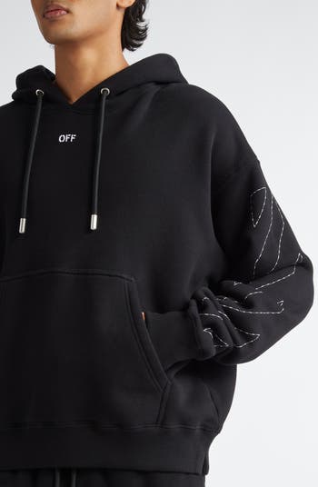 【Off-White】 Stitch Arrow Skate Hood - Black Off-White Stitch Arrow Cotton Skate Hoodie | Nordstrom