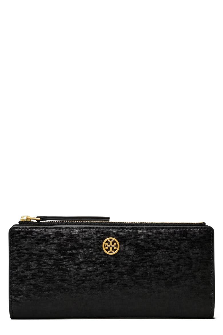 Robinson Leather Slim Zip Wallet, Main, color, BLACK