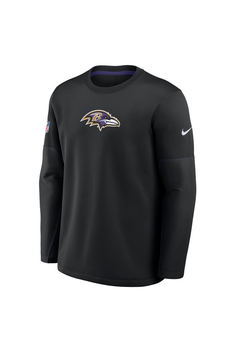 Men's Nike Black Baltimore Ravens Sideline Coaches Team Present Midweight Therma-FIT Sweatshirt, Alternate, color, Black