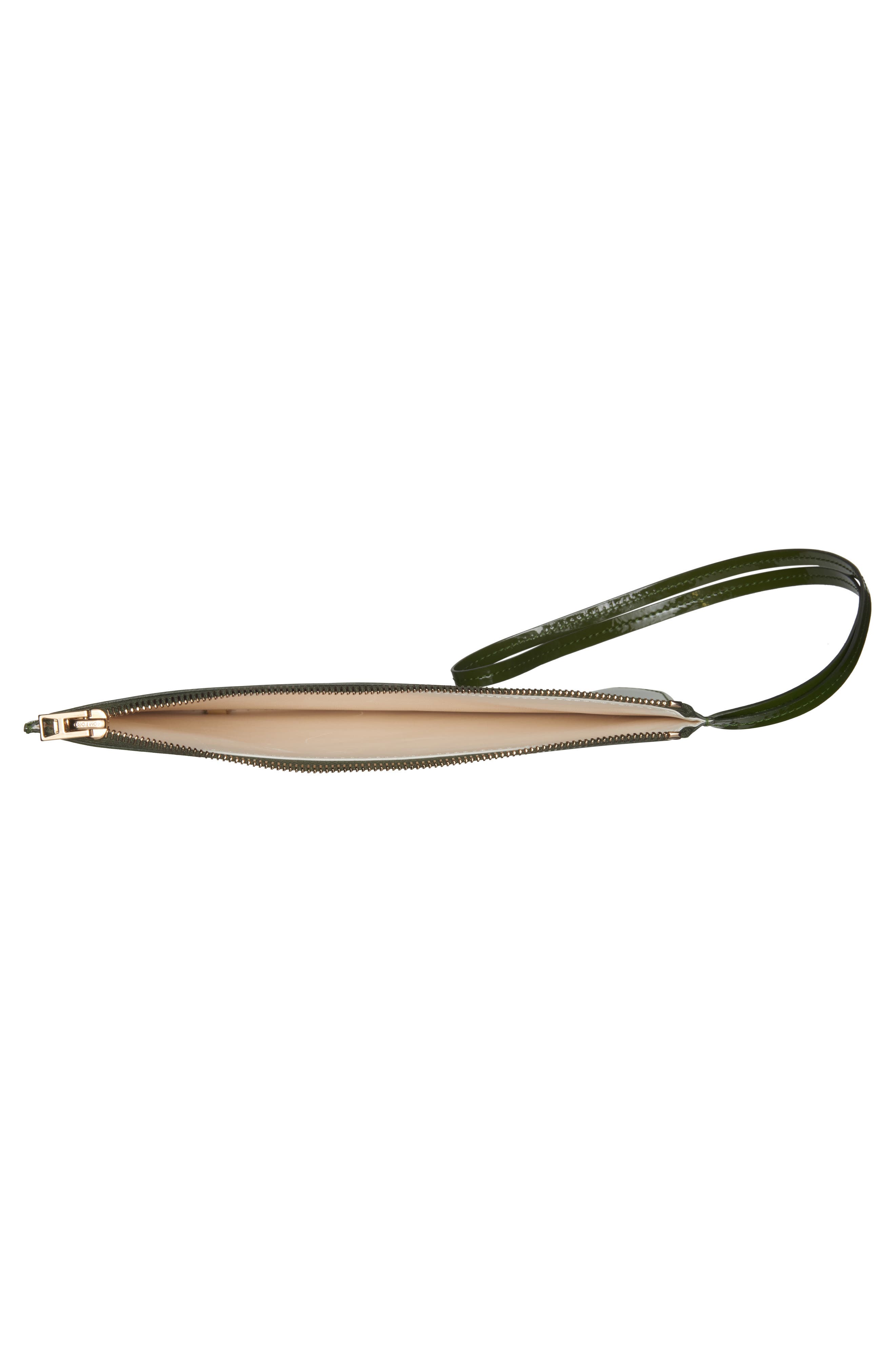 Zip Top Patent Leather Wristlet, Alternate, color, CHIVE