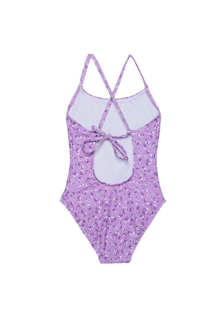 Ditsy Floral Criss Cross Back Adjustable One Piece, Alternate, color, Violet