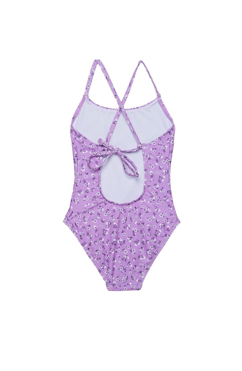 Gottex Kids Ditsy Floral Criss Cross Back Adjustable One Piece, Alternate, color, Violet