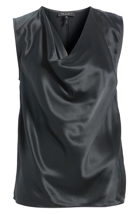 Vinnie Cowl Neck Sleeveless Silk Top