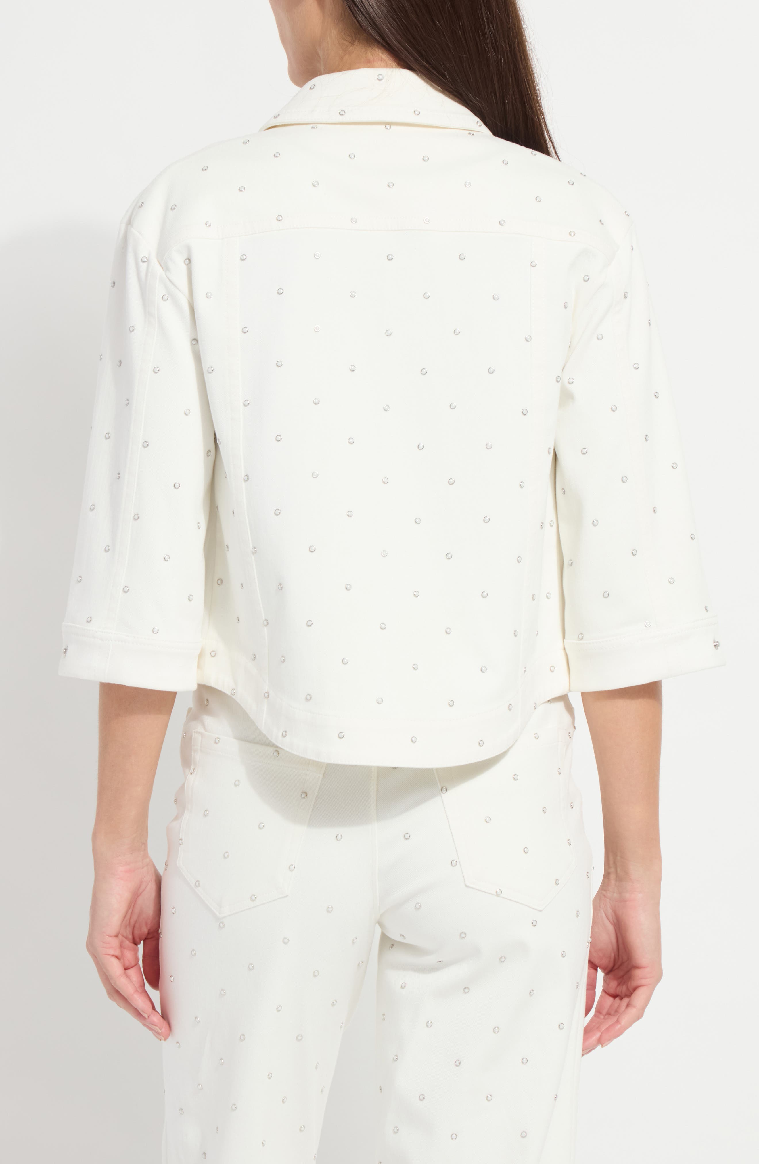 Audrey Embellished Crop Denim Jacket - image 2