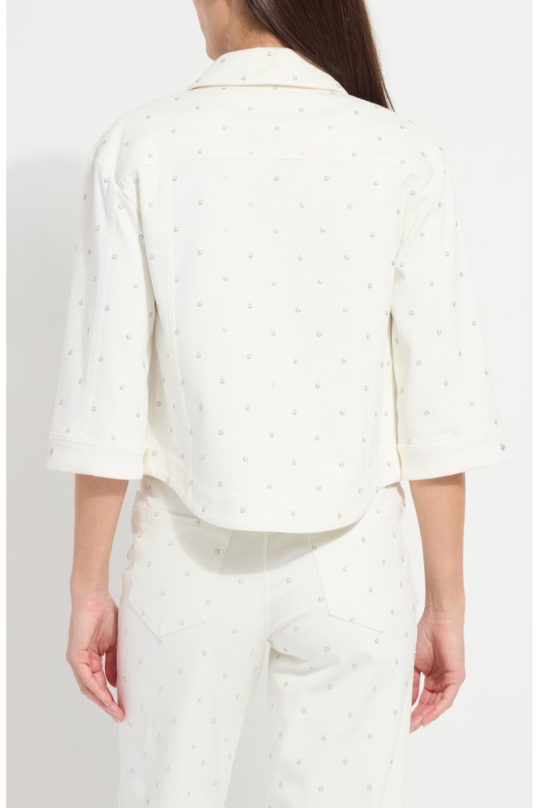 Audrey Embellished Crop Denim Jacket, Alternate, color, ECRU WHITE