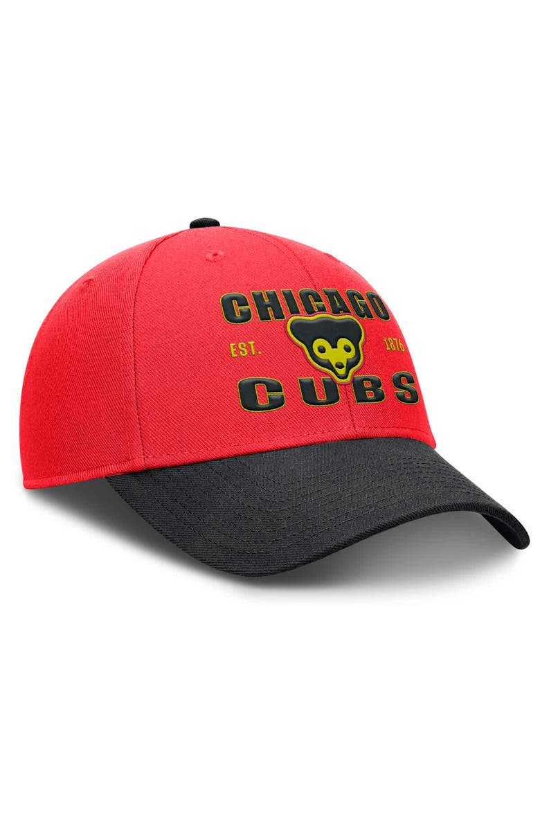 Nike Men's Nike Crimson/Black Chicago Cubs Neon 90s Rise Adjustable Hat, Alternate, color, Crimson