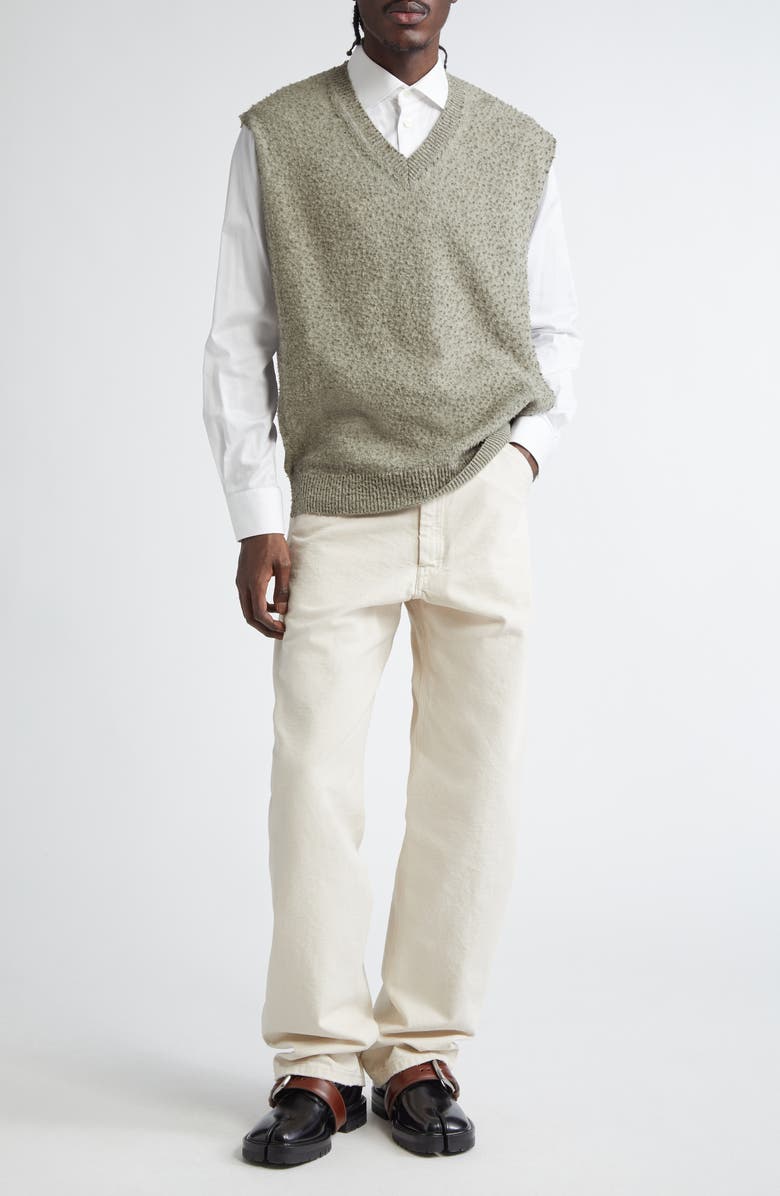 Maison Margiela Pilled Wool & Cotton Sweater Vest, Alternate, color, Sage Green
